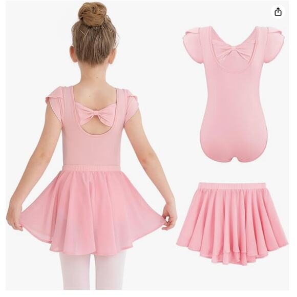 Leotard Snap Crotch BowBack with Skirt SIZE 7/8 - Picture 2 of 6